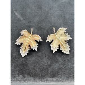 Vintage Earrings Sarah Covington Layered Leaf Pat Pending Signed